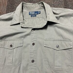 Polo Ralph Lauren Tobias Mens XL Sage Green Button Front Work Safari Guide Shirt
